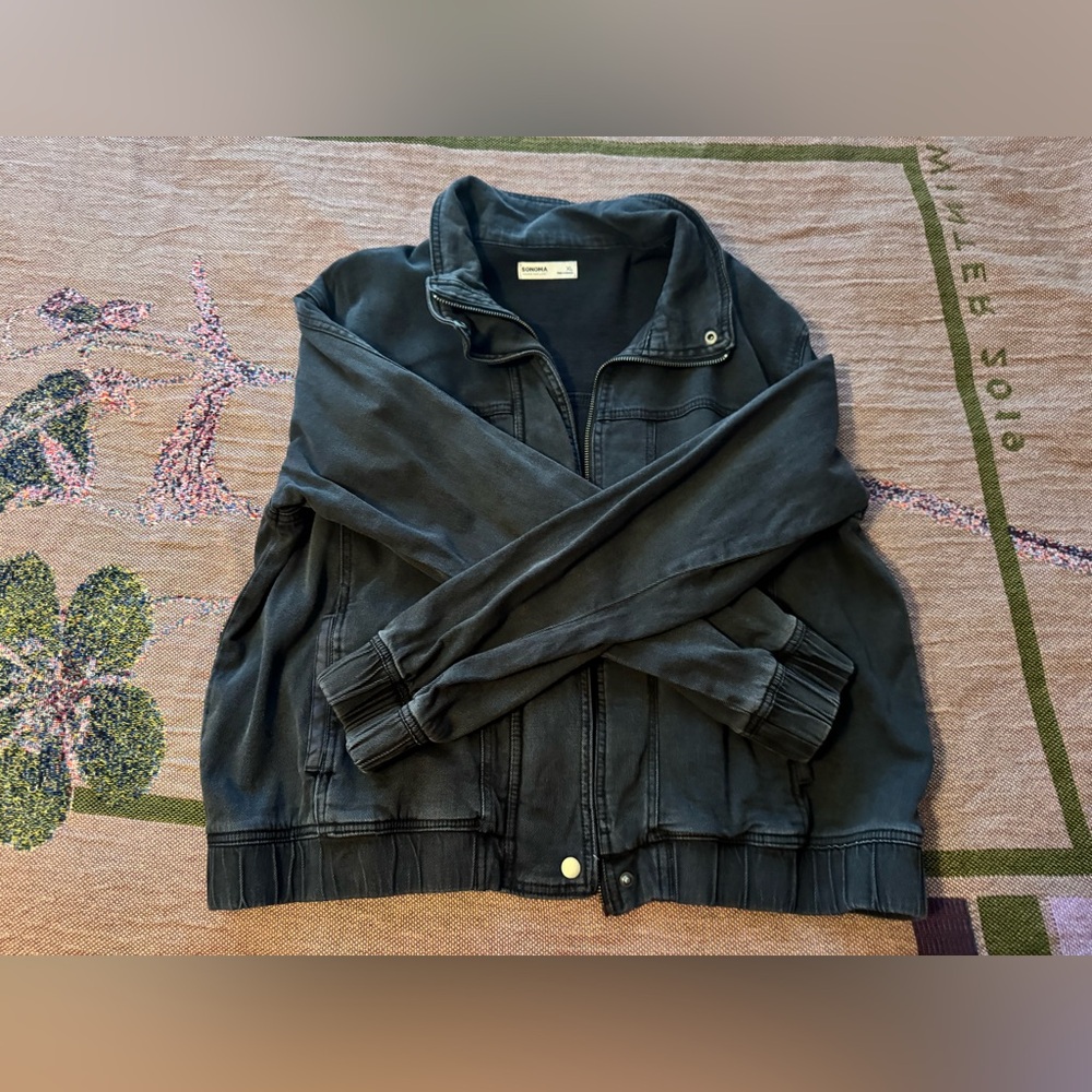 NWOT Sonoma Dark Heather Gray Zip Up Jacket Size XL